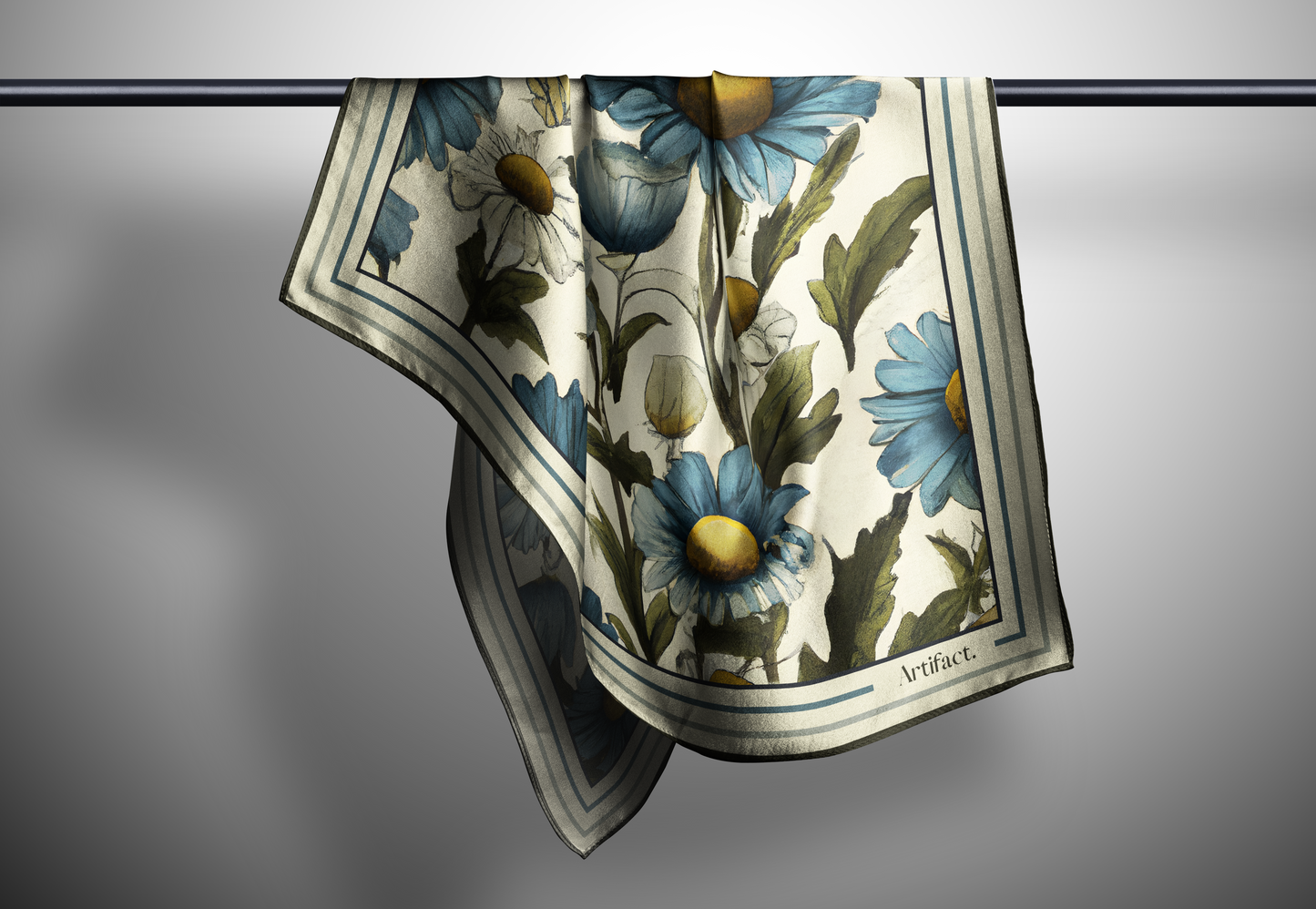 Blue Daisy: Square Silk Scarf