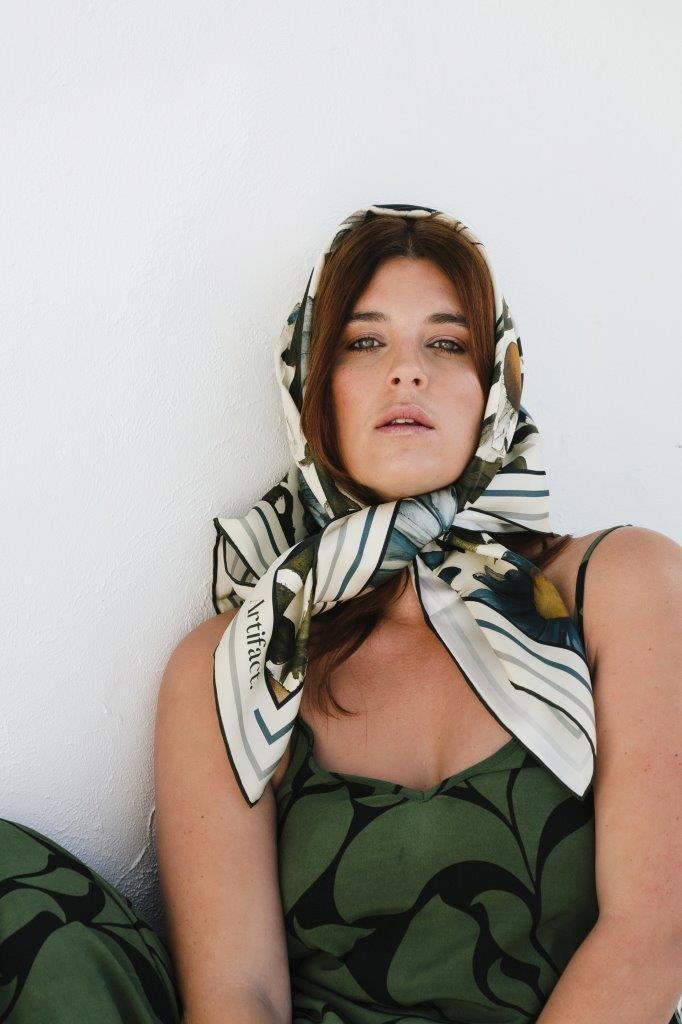 Blue Daisy: Square Silk Scarf