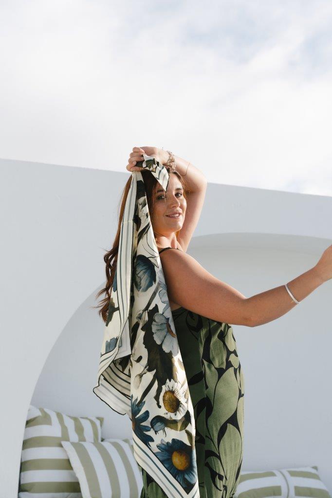 Blue Daisy: Square Silk Scarf