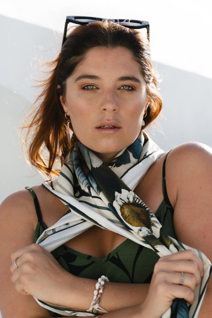 Blue Daisy: Square Silk Scarf