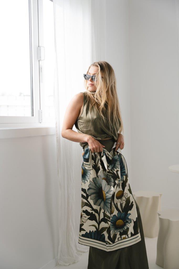 Blue Daisy: Square Silk Scarf