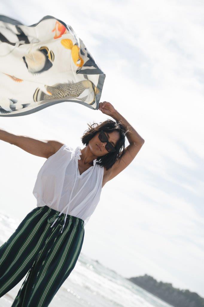 Aqua: Square Silk Scarf