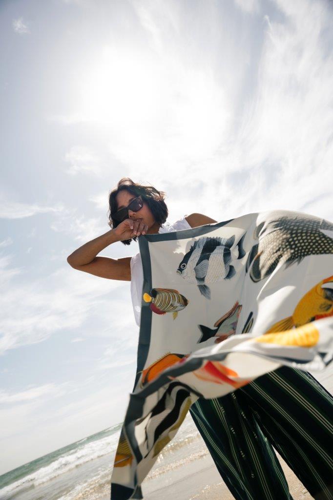 Aqua: Square Silk Scarf