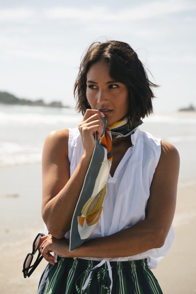 Aqua: Square Silk Scarf