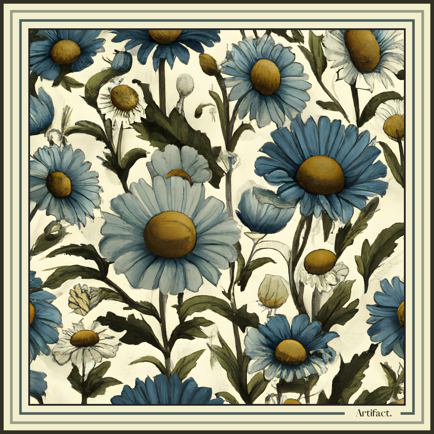 Blue Daisy: Square Silk Scarf