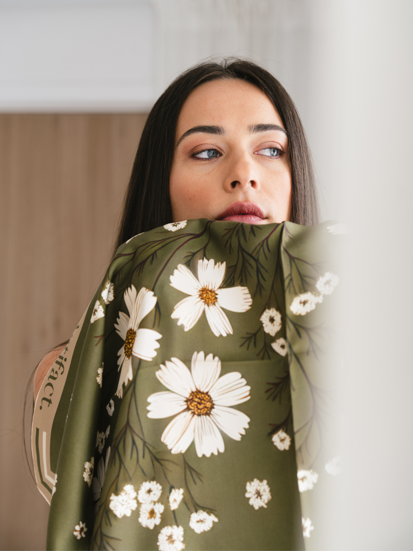 Green Florals: Square Silk Scarf