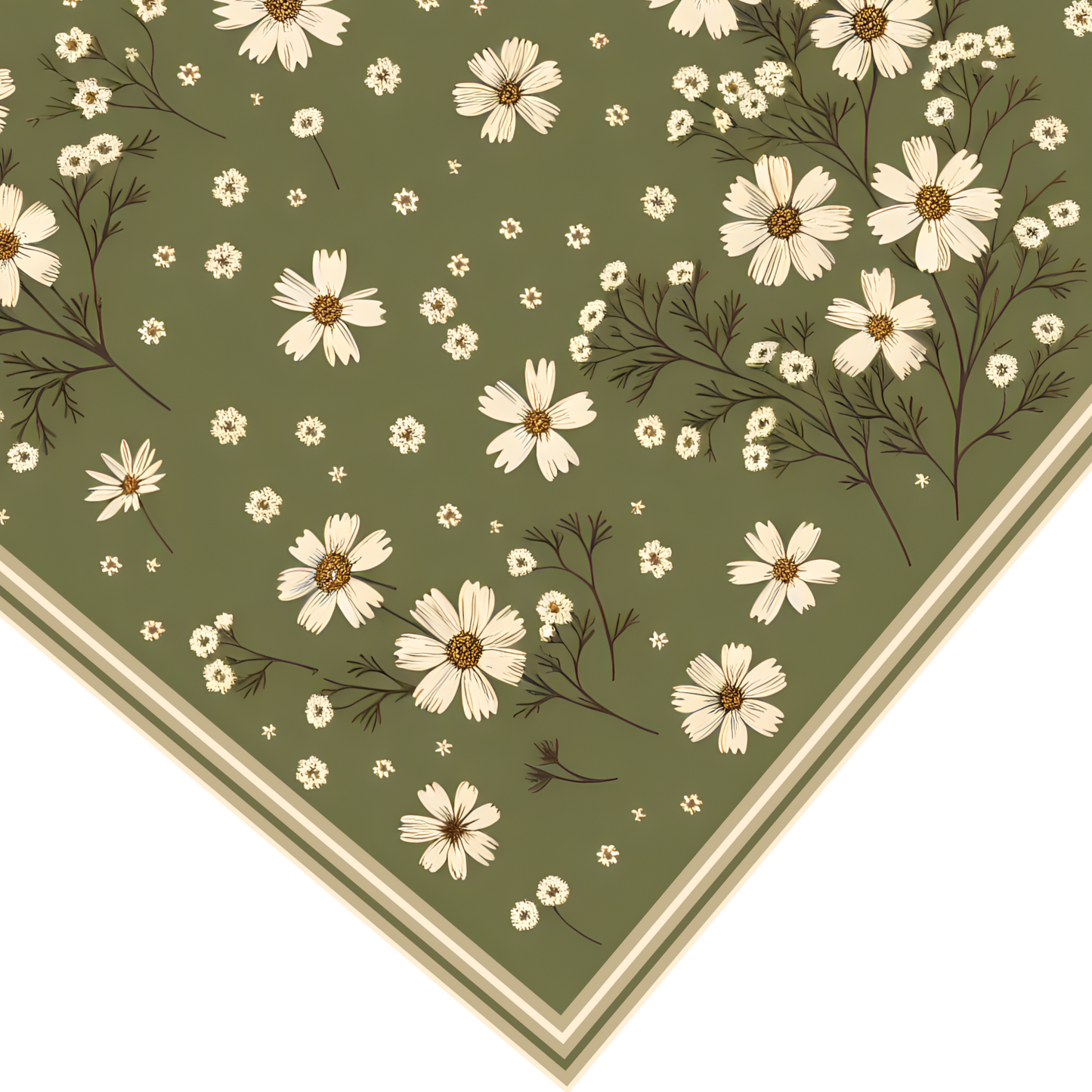 Green Florals: Square Silk Scarf
