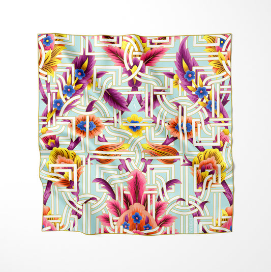 Pomona Maze:  Square Silk Scarf