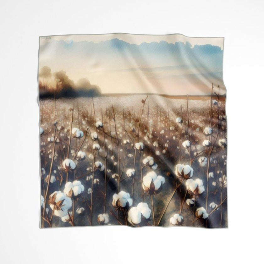 Cotton Fields:  Square Silk Scarf