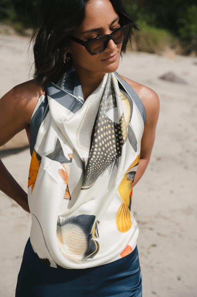 Aqua:  Square Silk Scarf