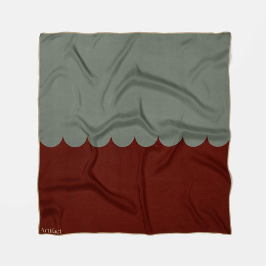 Sage Mahogany Square Silk Scarf