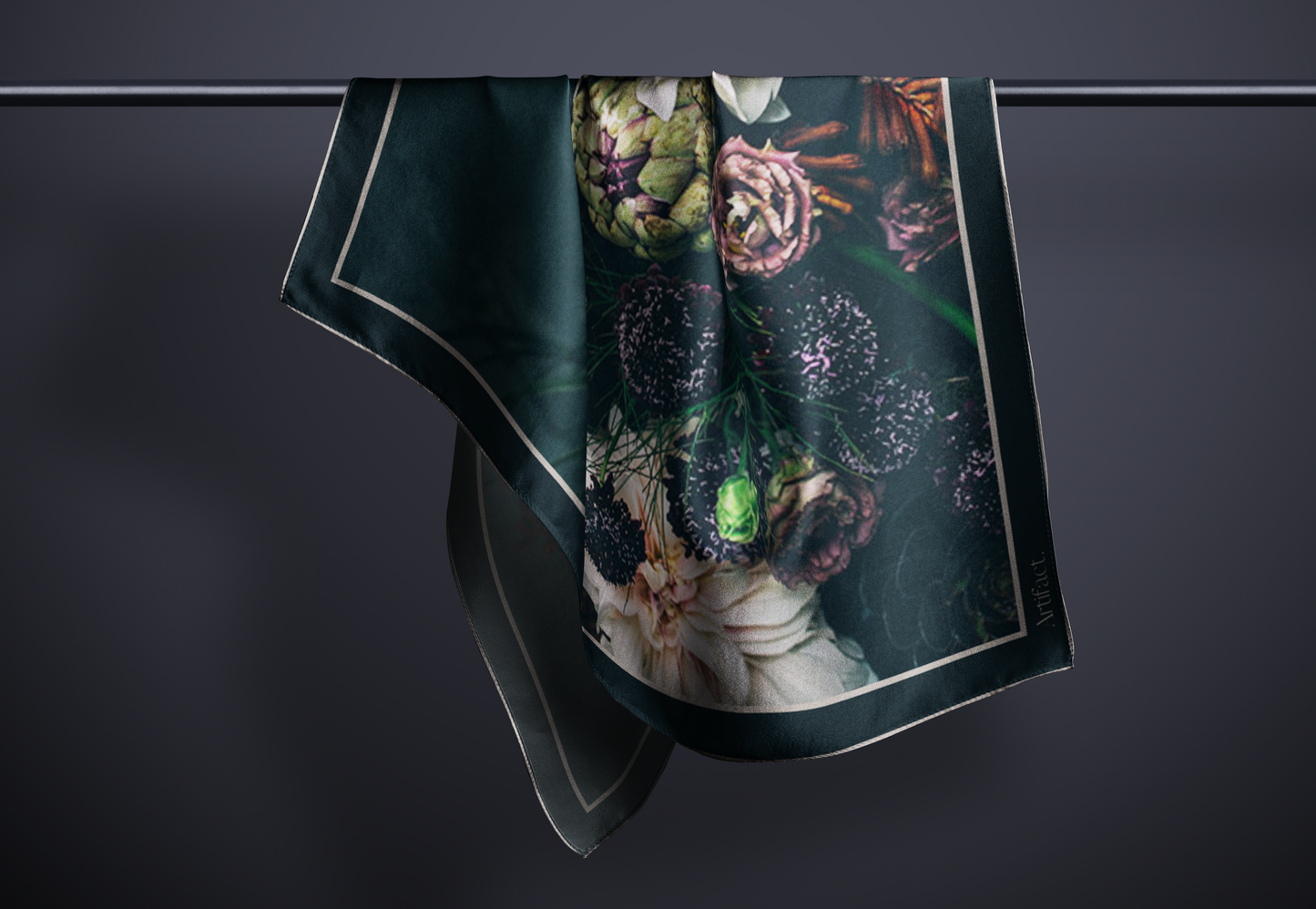 Shadow Bloom :  Square Silk Scarf