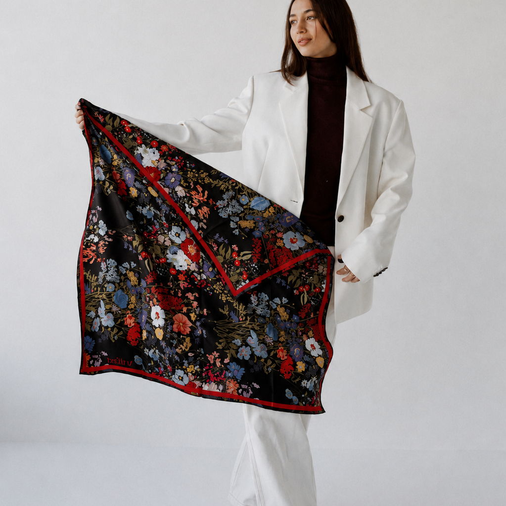 Liora Noir:  Square Silk Scarf
