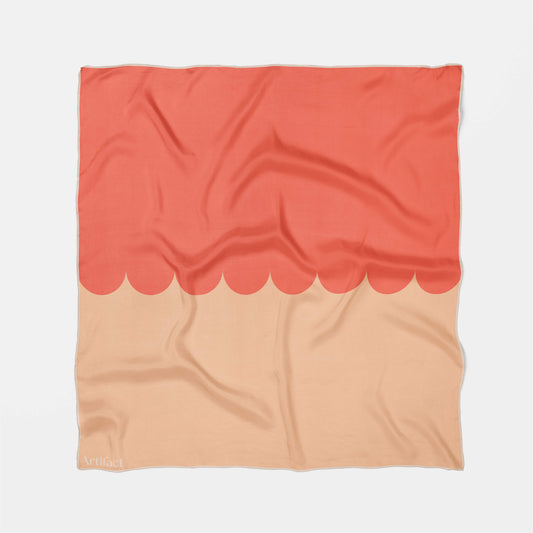 Coral Peach Square Silk Scarf