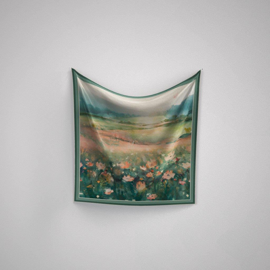 Peach Fields:  Women's Silk Scarf