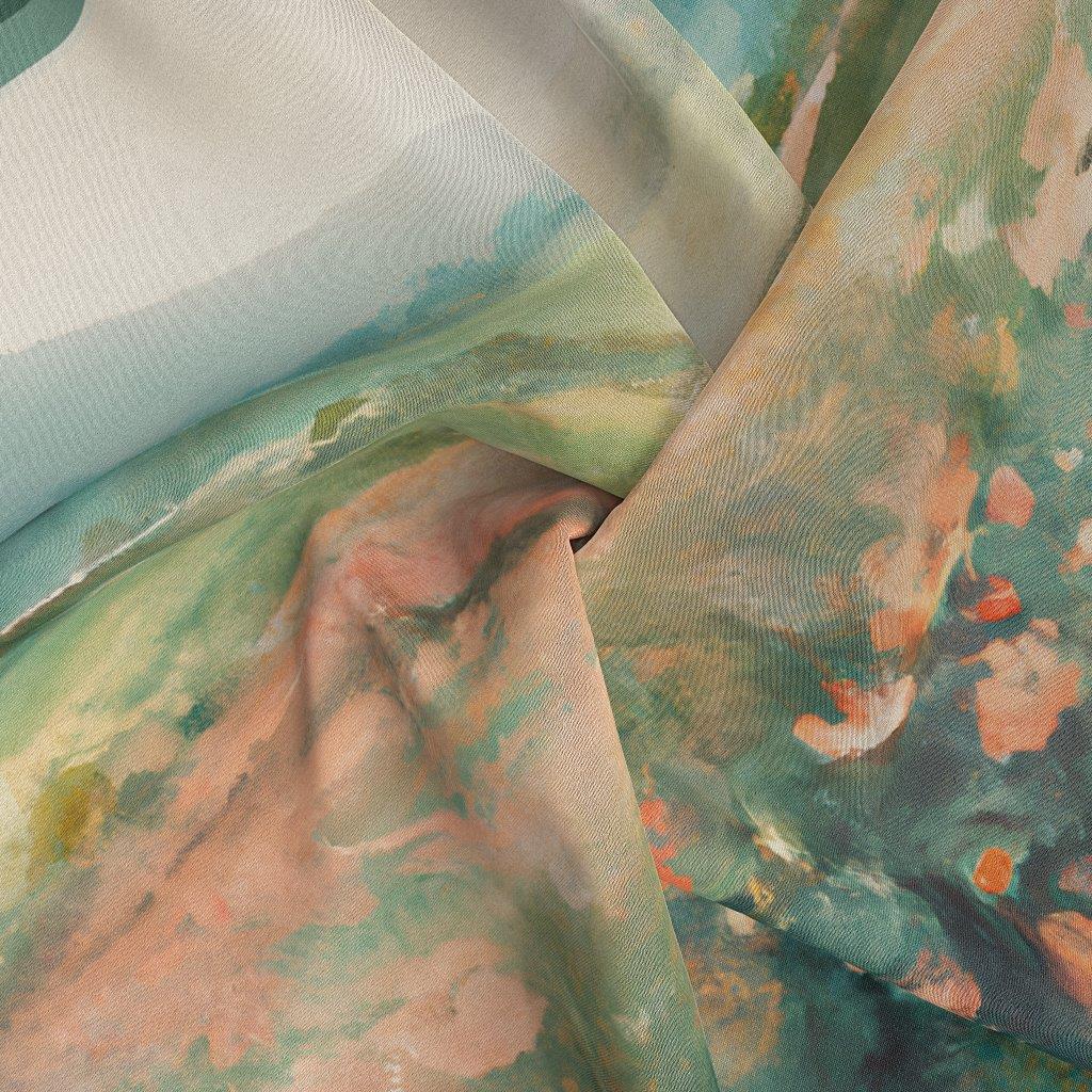 Peach Fields:  Women's Silk Scarf