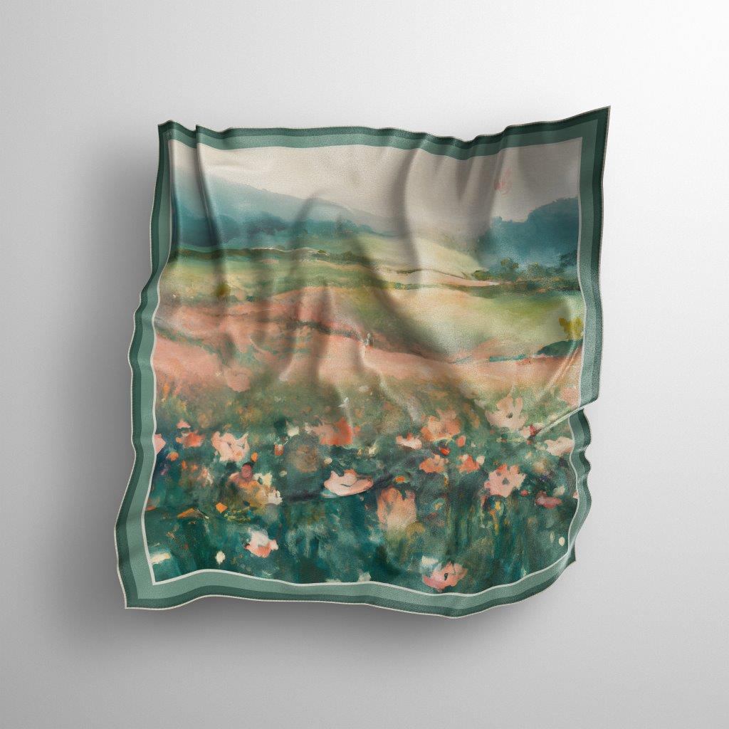 Peach Fields:  Women's Silk Scarf