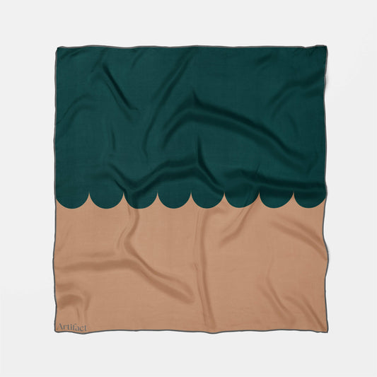Pine Caramel Square Silk Scarf