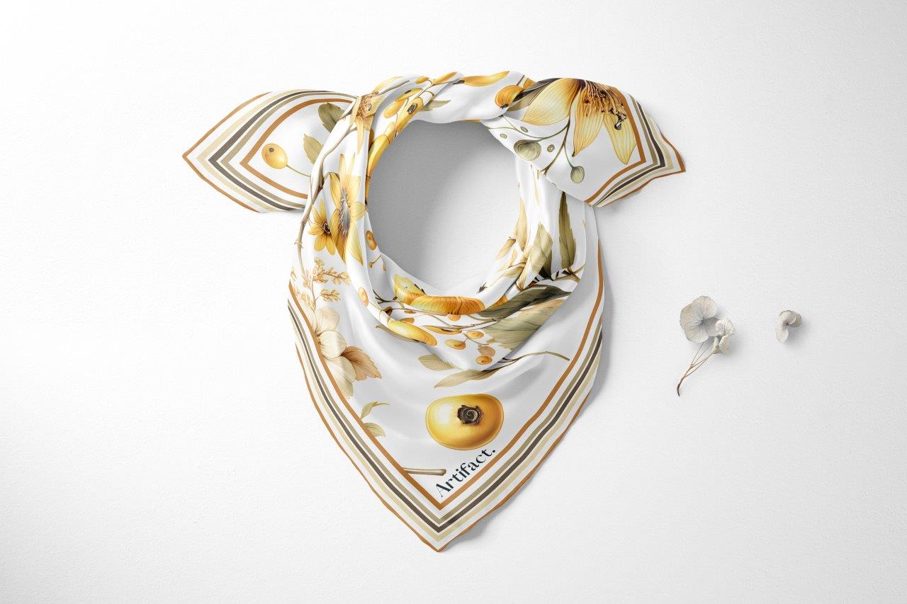 Winter Berry:  Square Silk Scarf