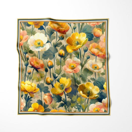 Poppies:  Square Silk Scarf