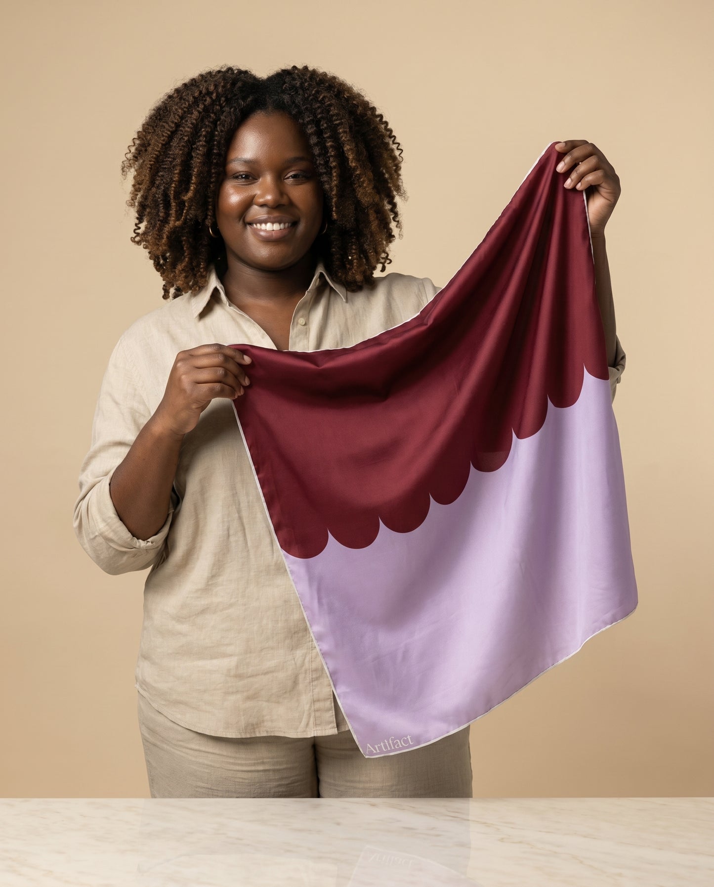 Oxblood Lilac Square Silk Scarf
