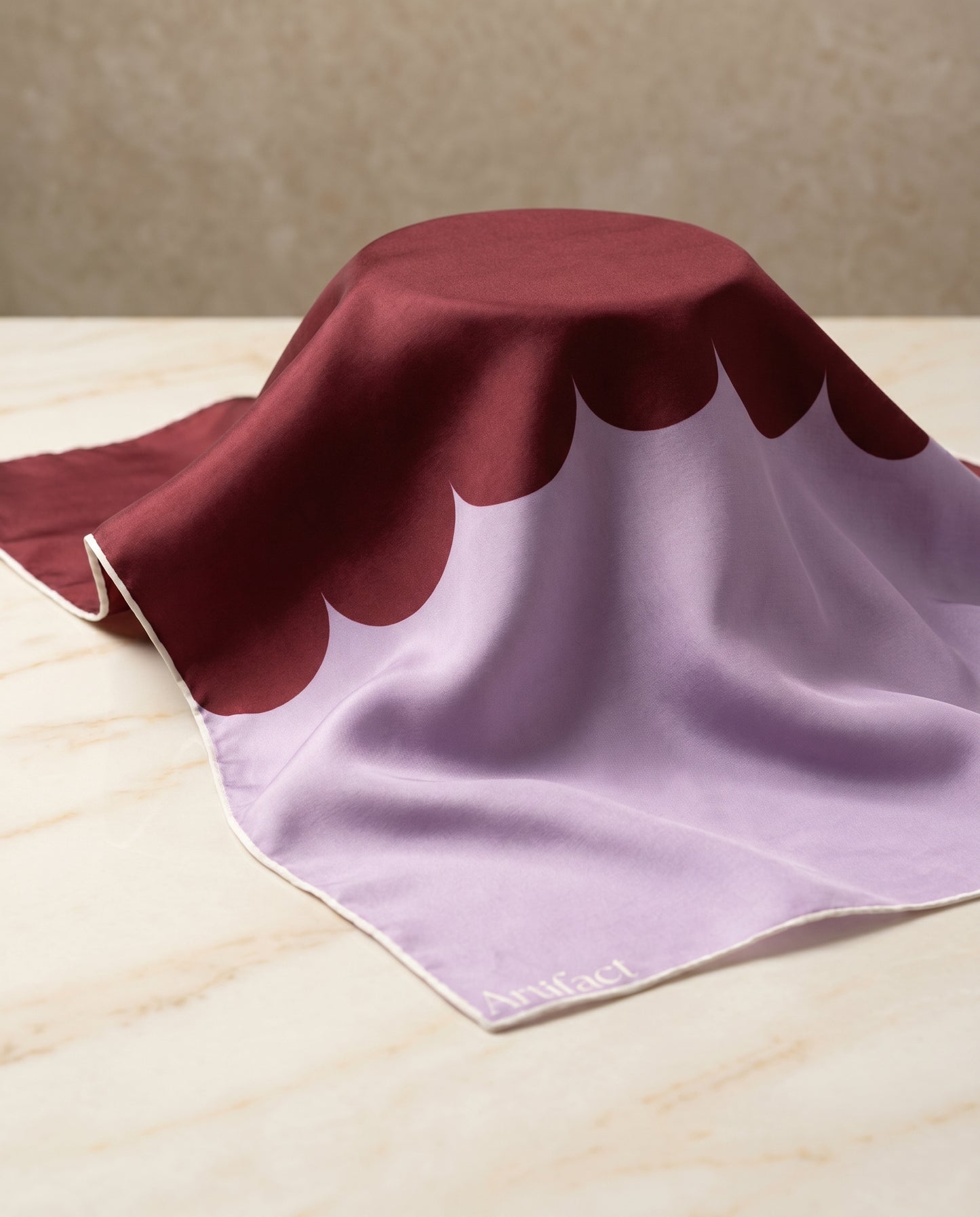 Oxblood Lilac Square Silk Scarf